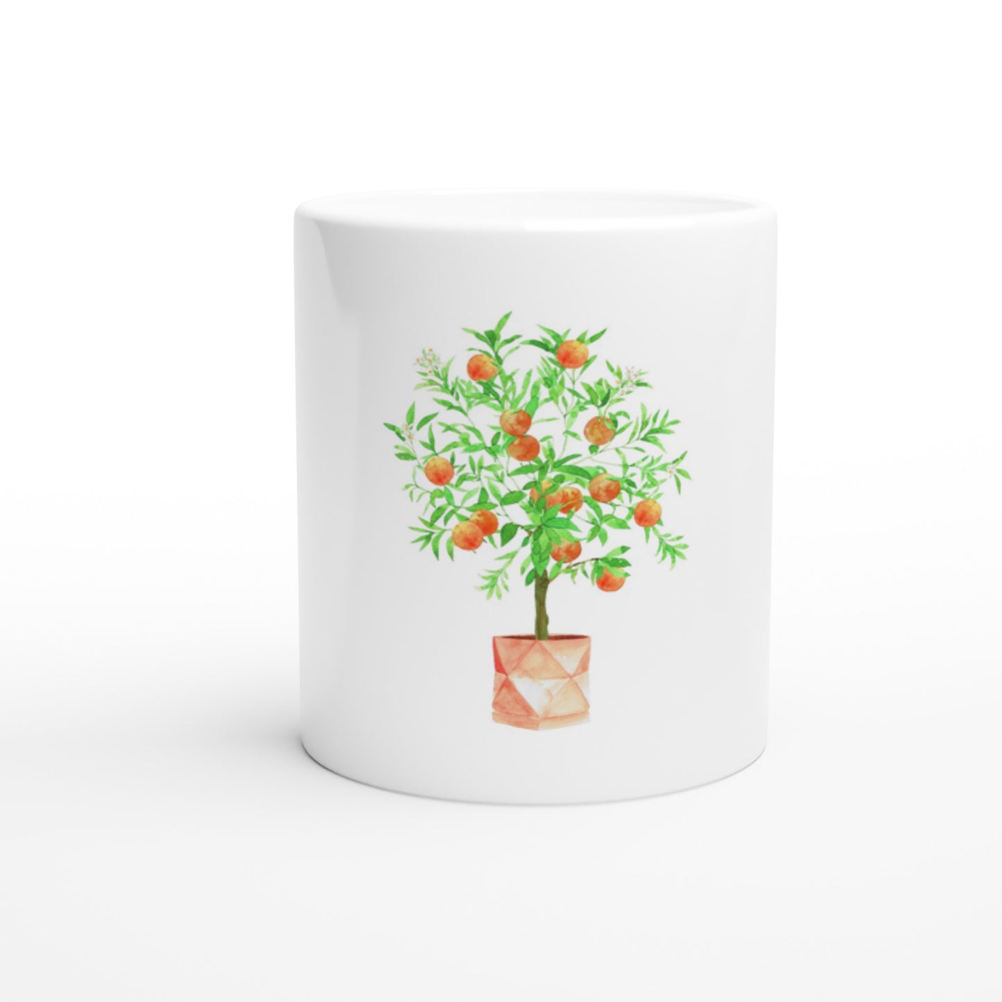 White 11oz Ceramic Mug Orange