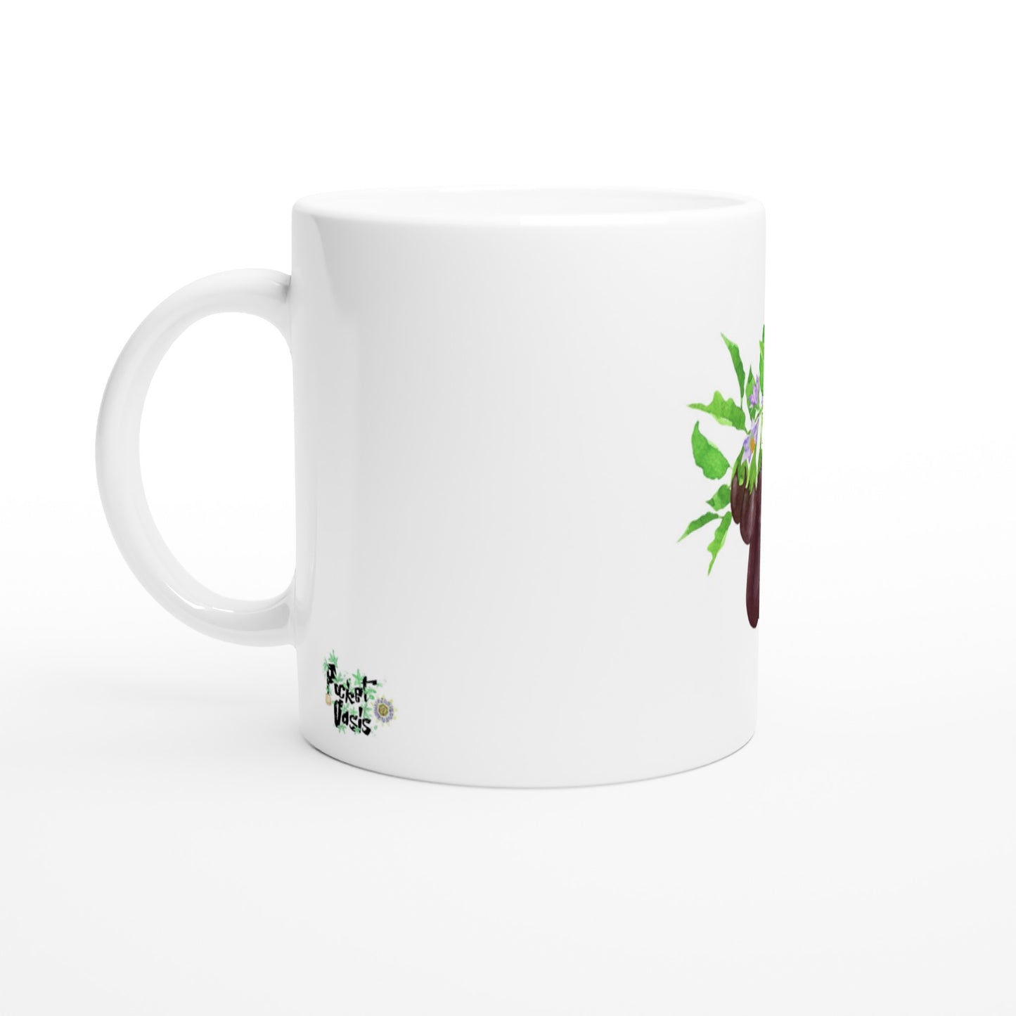White 11oz Ceramic Mug Eggplant