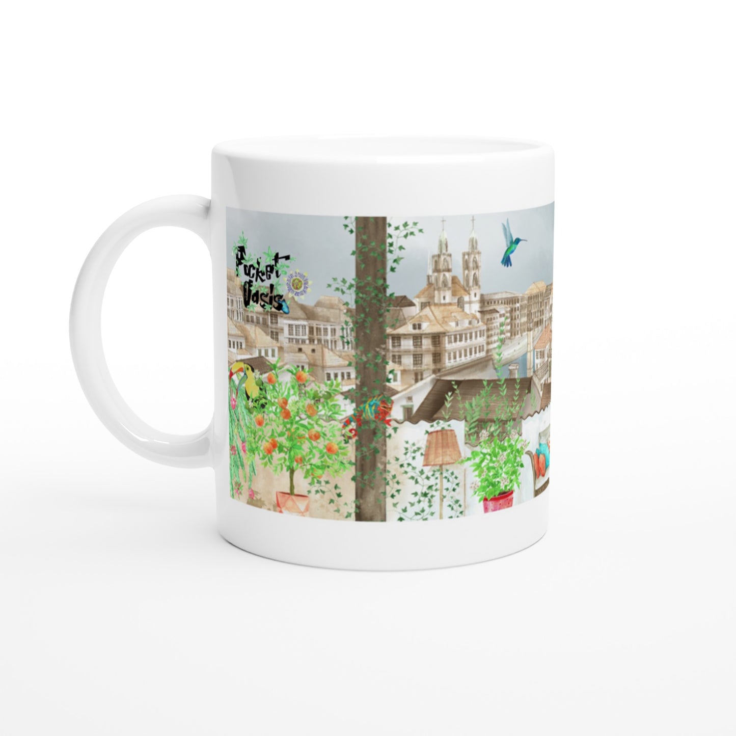 White 11oz Ceramic Mug Zurich vista
