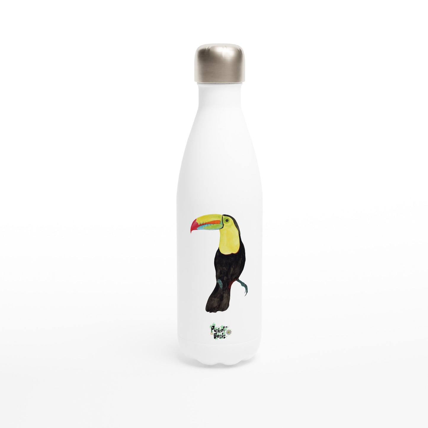 White 17oz Stainless Steel Water Bottle with Ducan