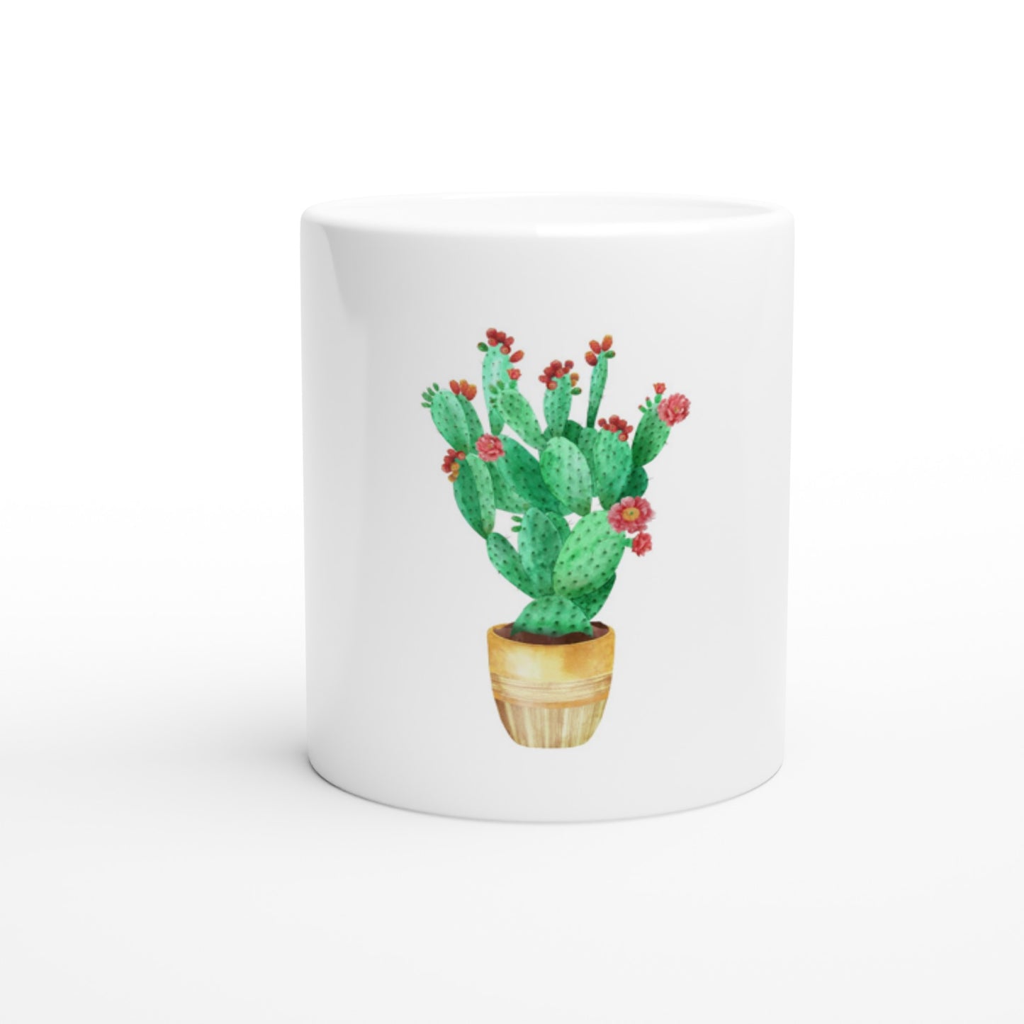 White 11oz Ceramic Mug Prickly pear