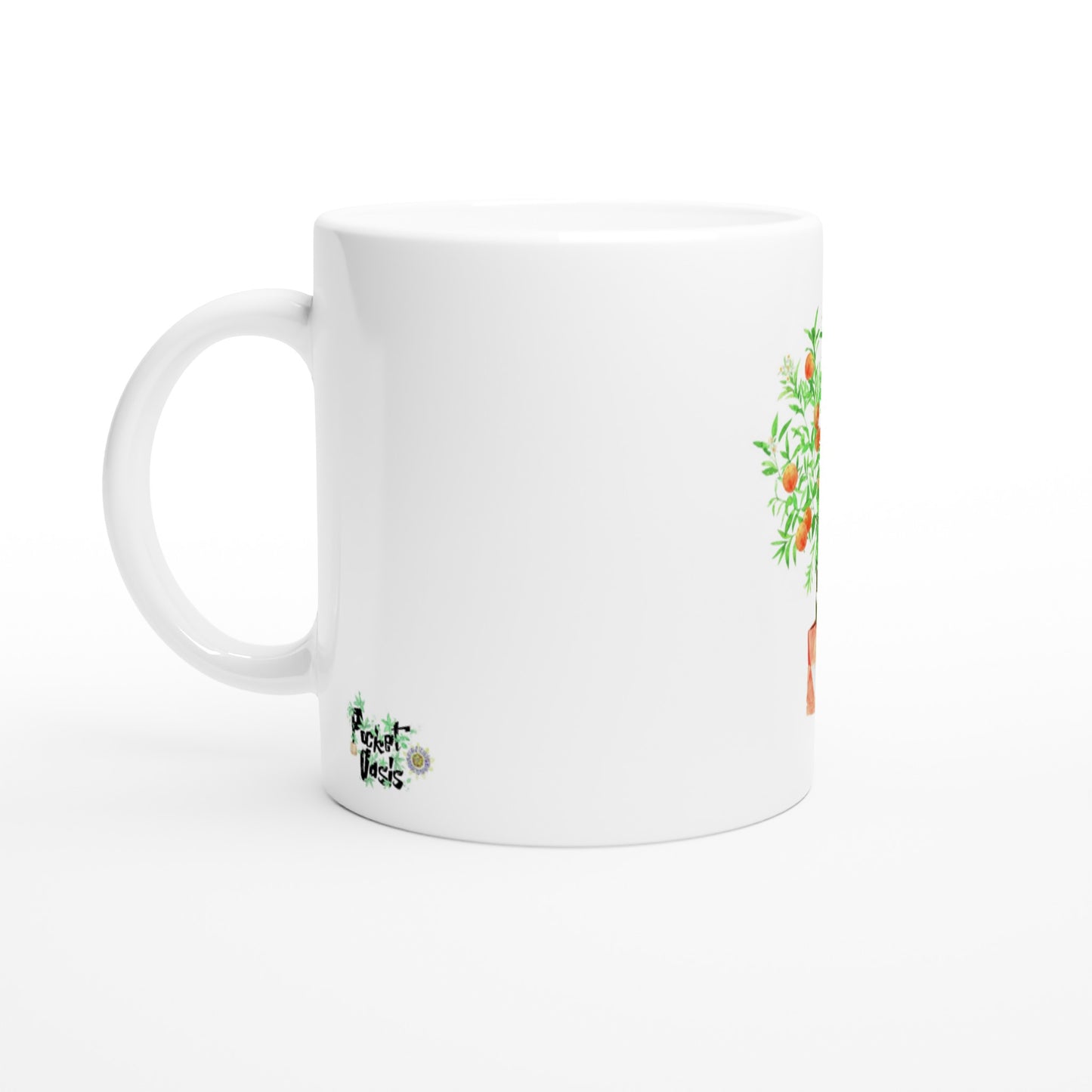 White 11oz Ceramic Mug Orange