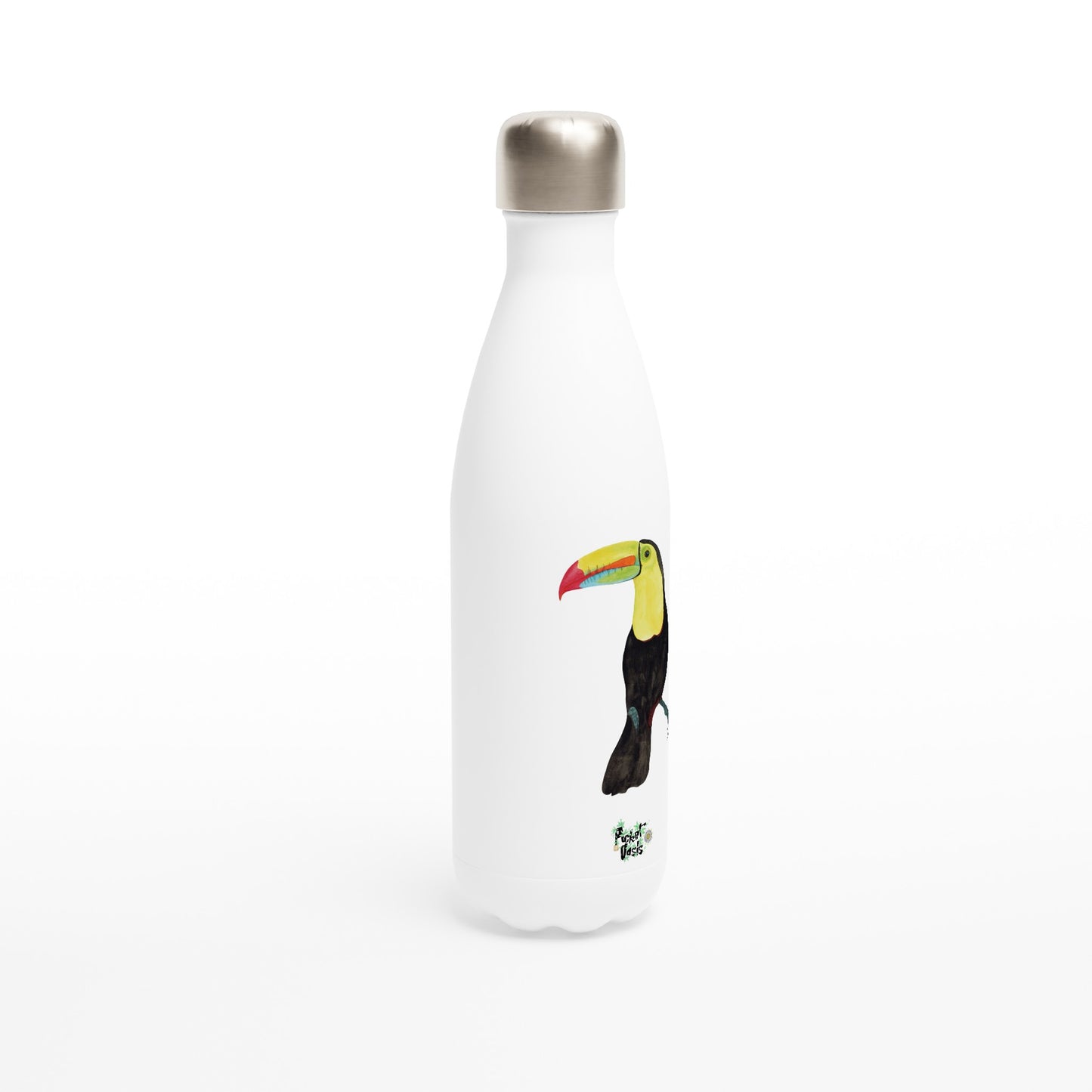 White 17oz Stainless Steel Water Bottle with Ducan