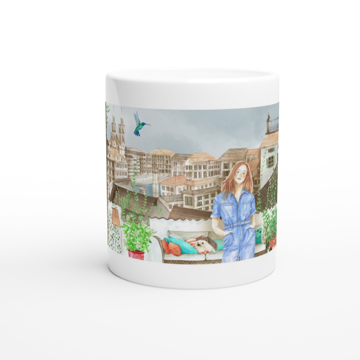 White 11oz Ceramic Mug Zurich vista